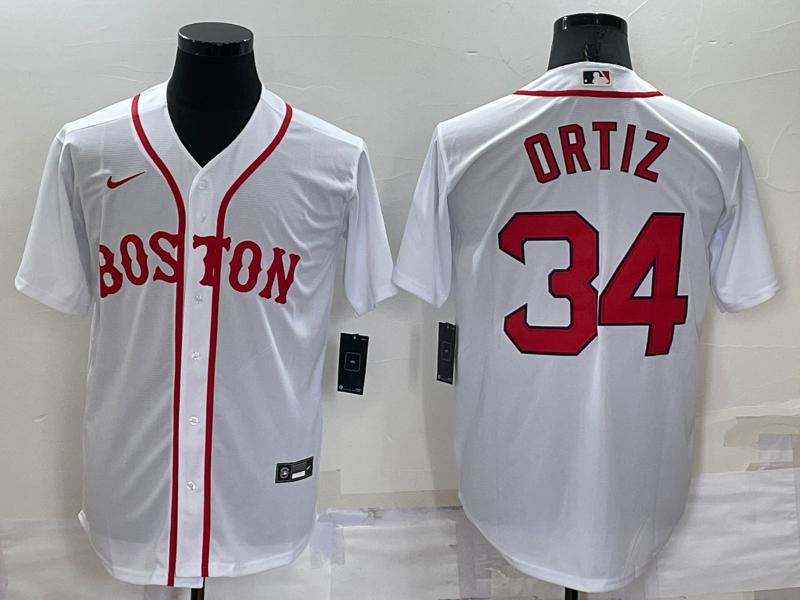 Men's Boston Red Sox David Ortiz #34 White Replica Player Jersey1 baseball jersey product view 1