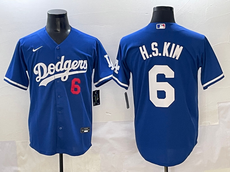 Men's Los Angeles Dodgers Hyeseong Kim #6 Royal Replica Player Jersey baseball jersey product view 1