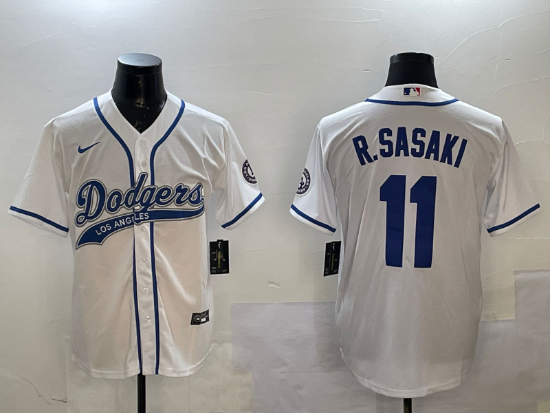 Men's Los Angeles Dodgers Roki Sasaki #11 White Player Jersey1 baseball jersey product view 1