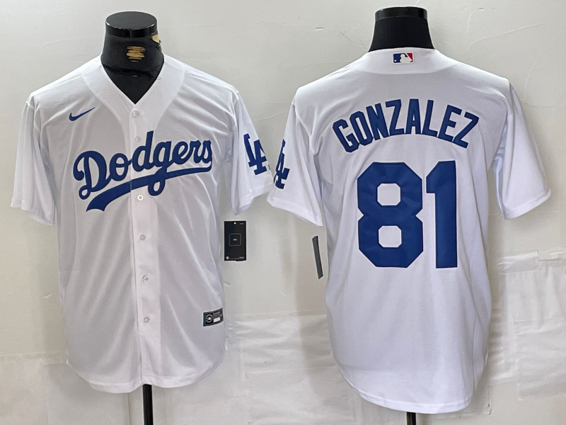 Men's Los Angeles Dodgers Victor Gonzalez #81 White Limited Player Jersey1 baseball jersey product view 1