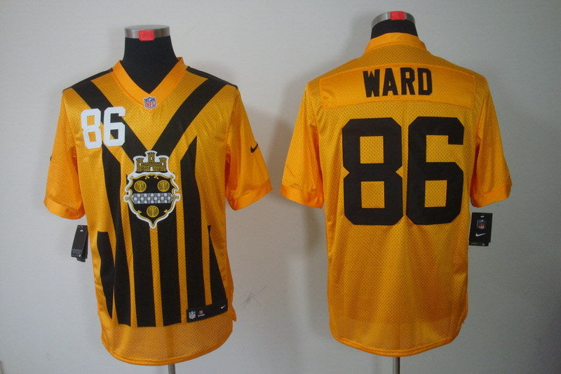 Men's Pittsburgh Steelers Hines Ward #86 Gold Game Jersey1 football jersey product view 1