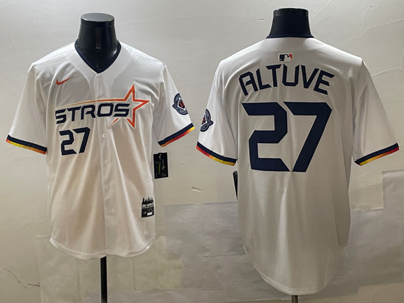 Men's Houston Astros Jose Altuve #27 White 2025 City Connect Limited Player Jersey baseball jersey product view 1