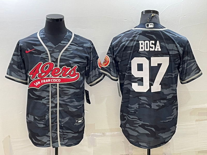 Men's San Francisco 49ers Nick Bosa #97 Grey Camouflage Game Jersey1 Joint Edition football jersey product view 1
