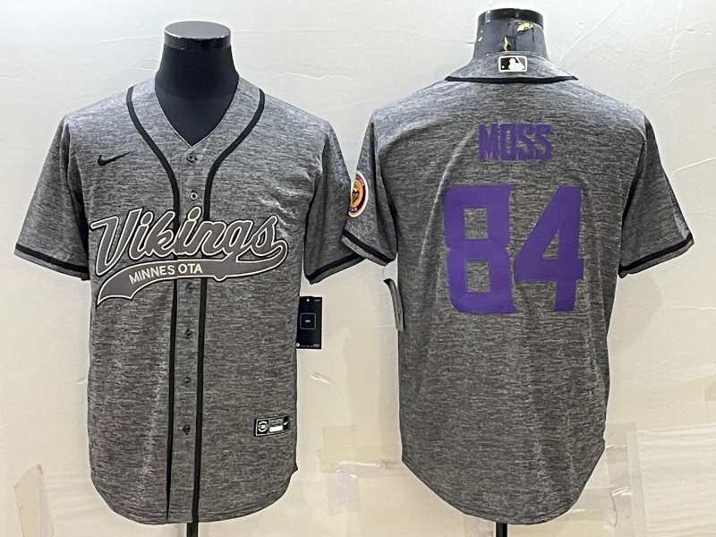 Men's Minnesota Vikings Randy Moss #84 Gray Game Jersey1 Joint Edition football jersey product view 1
