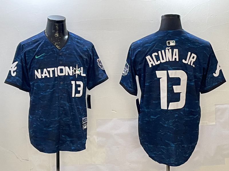 Men's National League Ronald Acuna Jr. #13 Navy 2023 MLB All-Star Game Limited Player Jersey1 baseball jersey product view 1
