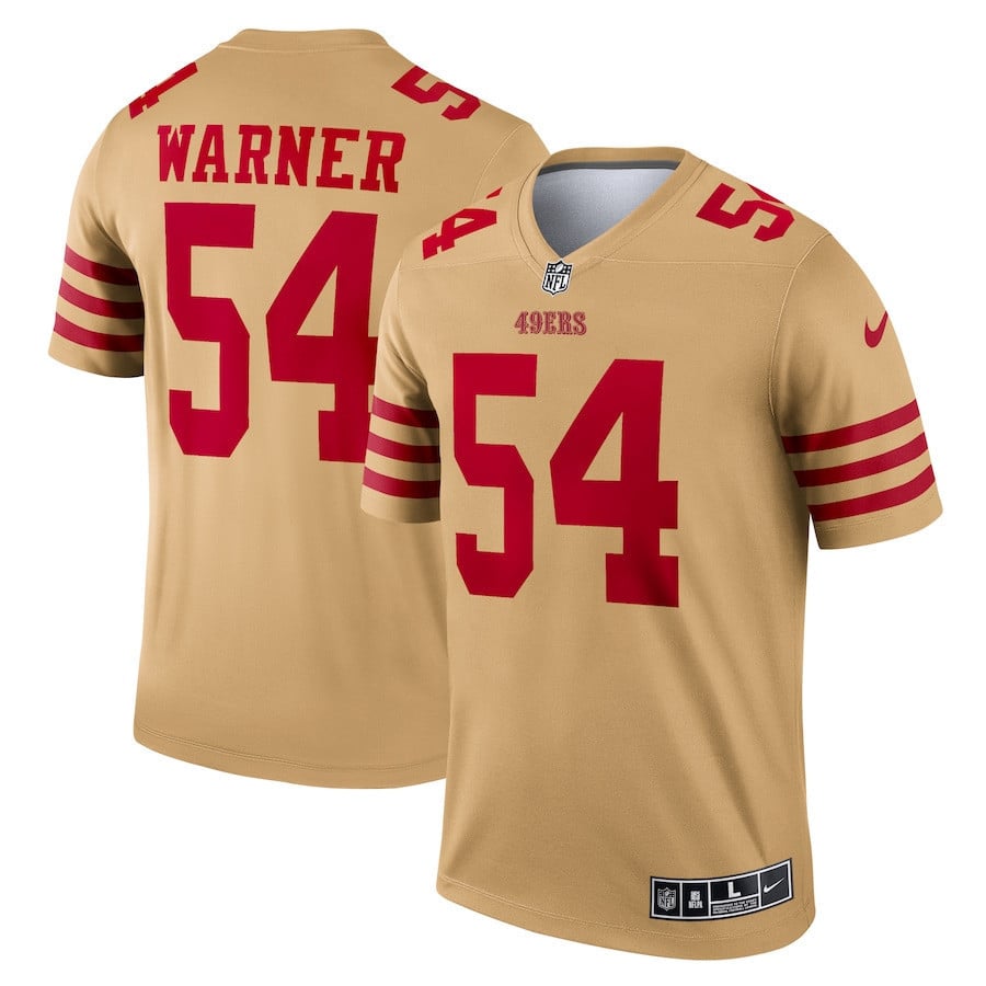 Fred Warner 54 San Francisco 49ers Inverted Legend Jersey - Gold football jersey product view 1