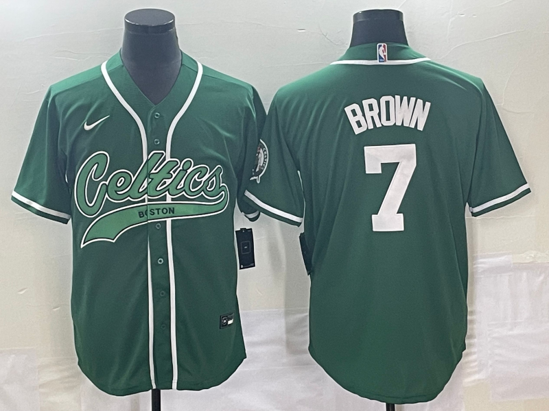 Men's Boston Celtics Jaylen Brown #7 Green Replica Player Jersey basketball jersey product view 1