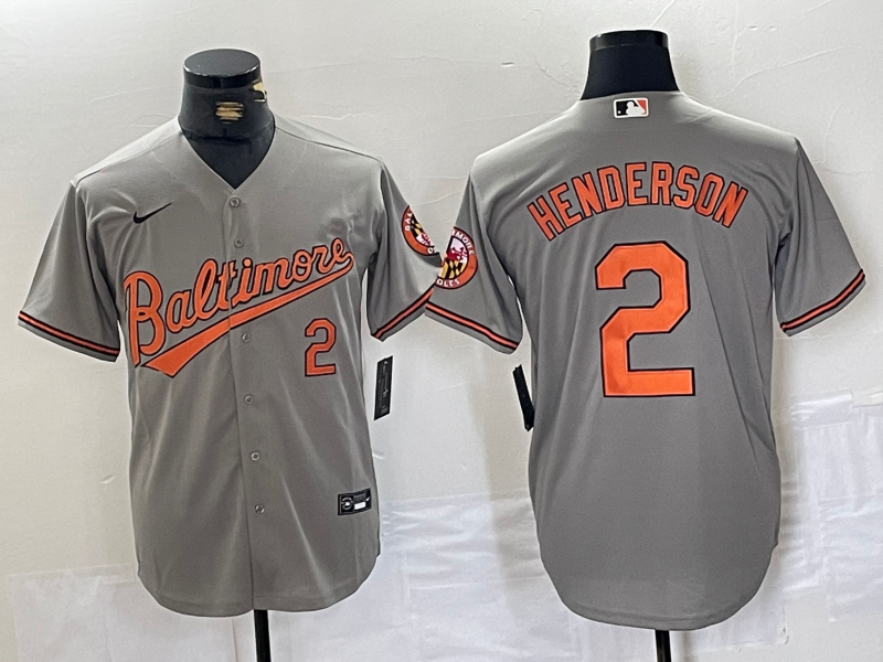 Men's Baltimore Orioles Gunnar Henderson #2 Gray Limited Player Jersey1 baseball jersey product view 1