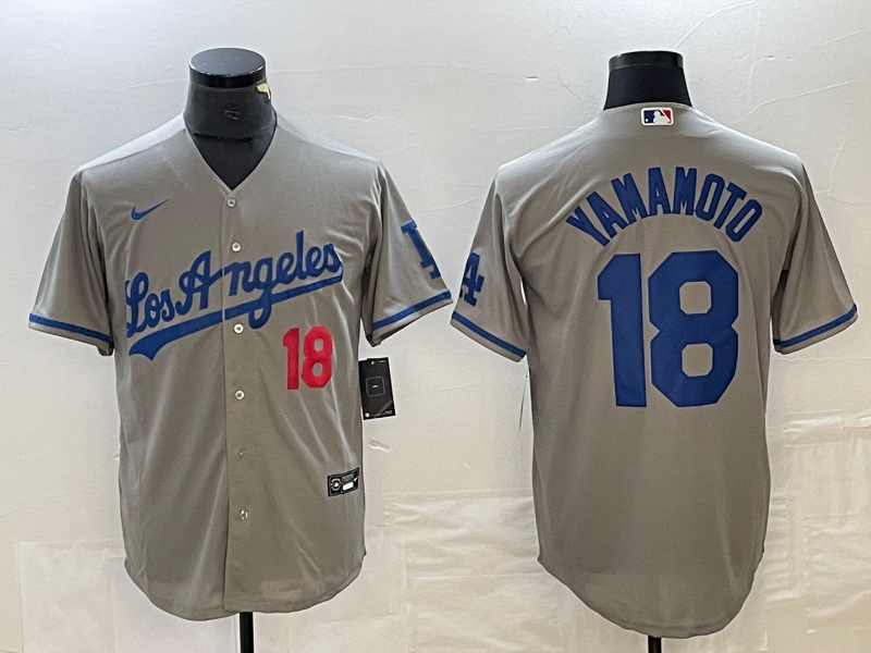 Men's Los Angeles Dodgers Yoshinobu Yamamoto #18 Gray Game Jersey1 baseball jersey product view 1