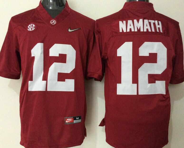 Men's Alabama Crimson Tide Joe Namath #12 Crimson Player Game Jersey sports jersey product view 1