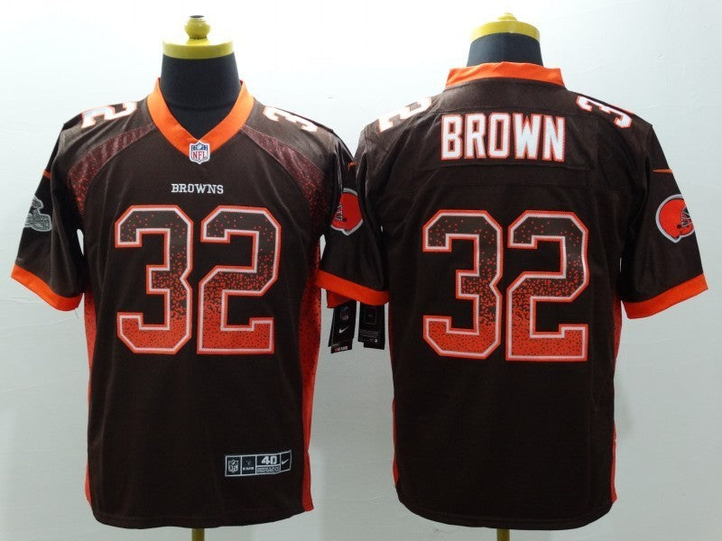 Men's Cleveland Browns Jim Brown #32 Brown Game Jersey1 football jersey product view 1