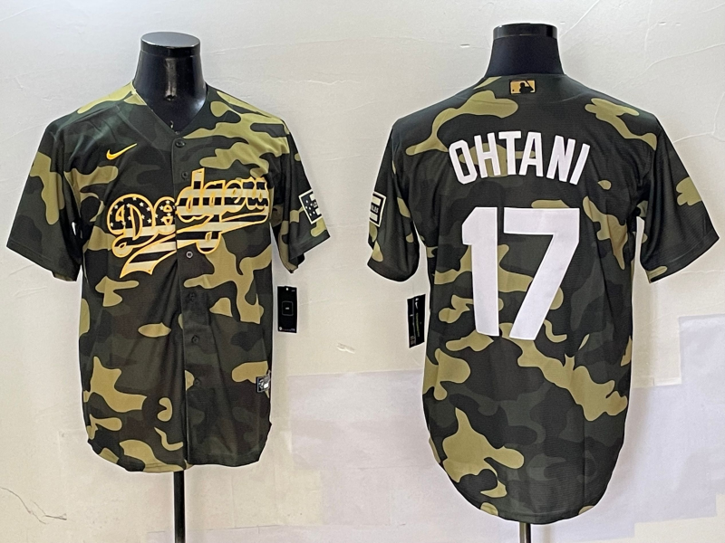 Men's Los Angeles Dodgers Shohei Ohtani #17 Camouflage Replica Player Jersey1 baseball jersey product view 1