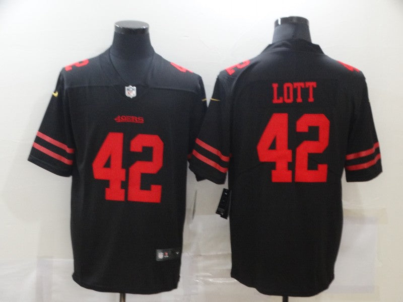 Men's San Francisco 49ers Ronnie Lott #42 Black Game Jersey1 football jersey product view 1