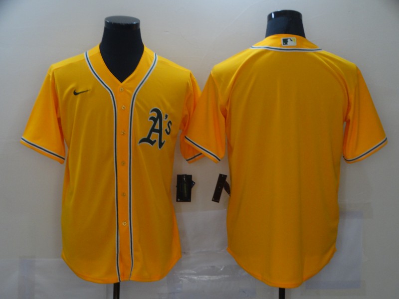 Men's Oakland Athletics Gold Alternate Replica Blank Jersey1 baseball jersey product view 1