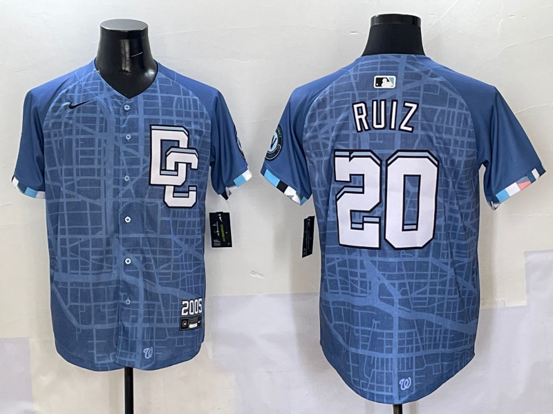 Men's Washington Nationals Keibert Ruiz #20 Blue 2025 City Connect Limited Player Jersey baseball jersey product view 1