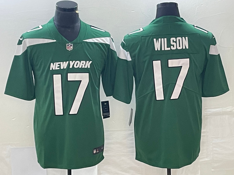 Men's New York Jets Garrett Wilson #17 Green Player Game Jersey1 football jersey product view 1