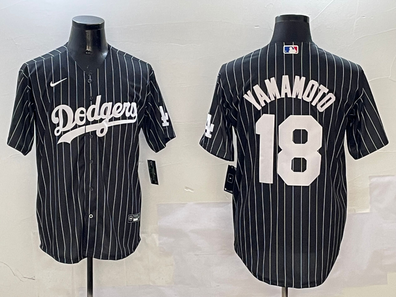 Men's Los Angeles Dodgers Yoshinobu Yamamoto #18 Black Alternate Limited Player Jersey1 baseball jersey product view 1