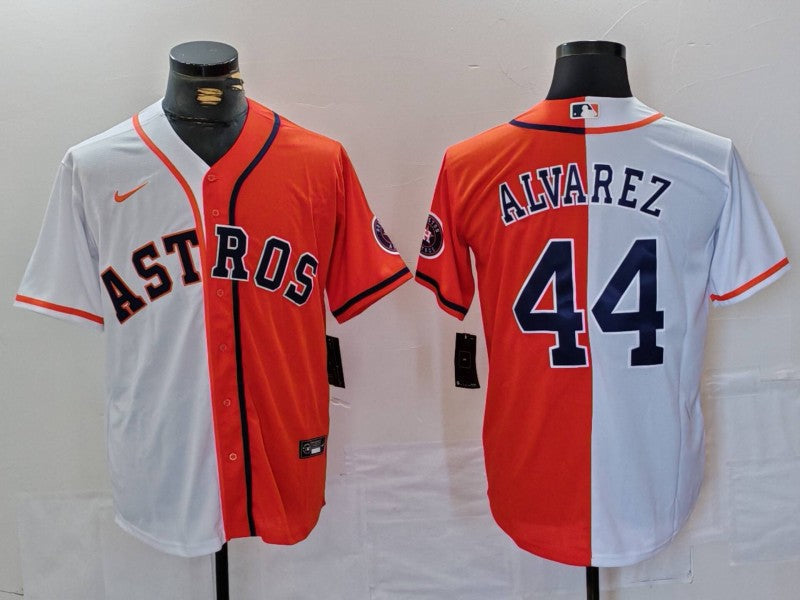 Men's Houston Astros Yordan Alvarez #44 White/Orange Limited Player Jersey baseball jersey product view 1