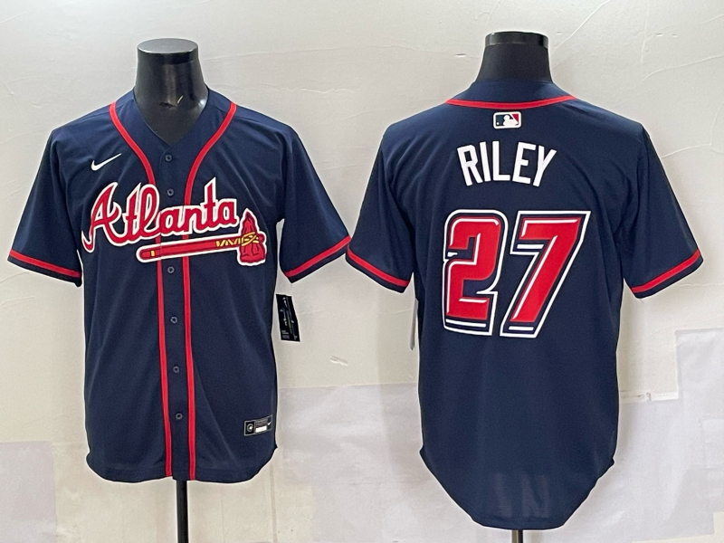 Men's Atlanta Braves Austin Riley #27 Navy 2025 MLB Speedway Classic Alternate Limited Jersey baseball jersey product view 1