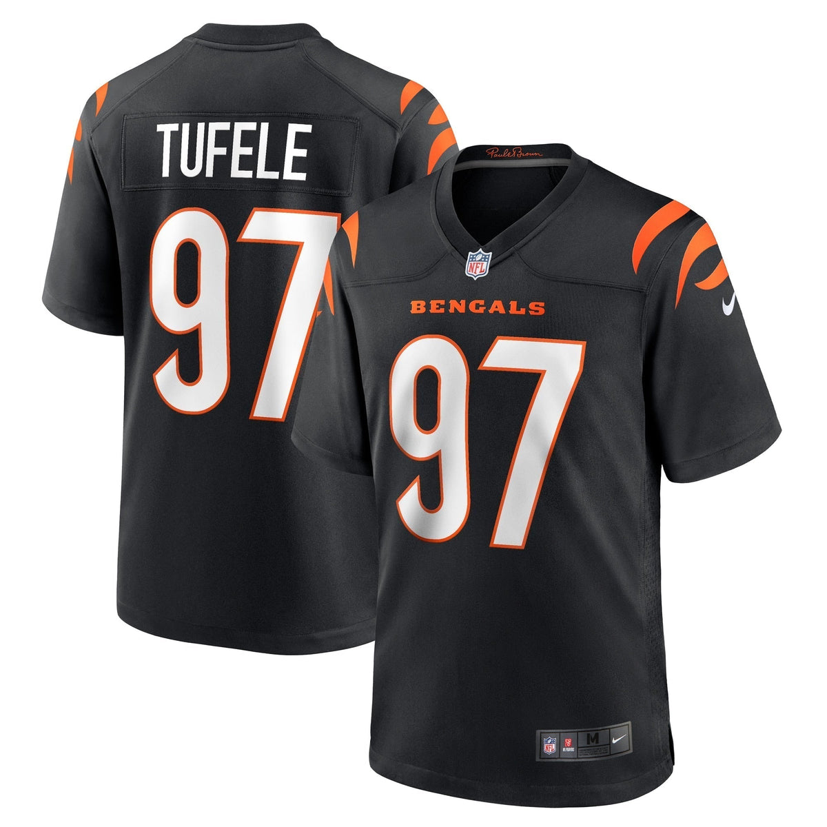 Jay Tufele Cincinnati Bengals Nike Game Jersey - Black football jersey product view 1