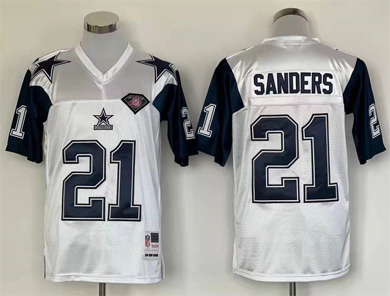 Men's Dallas Cowboys Deion Sanders White Legacy Replica Jersey1 football jersey product view 1