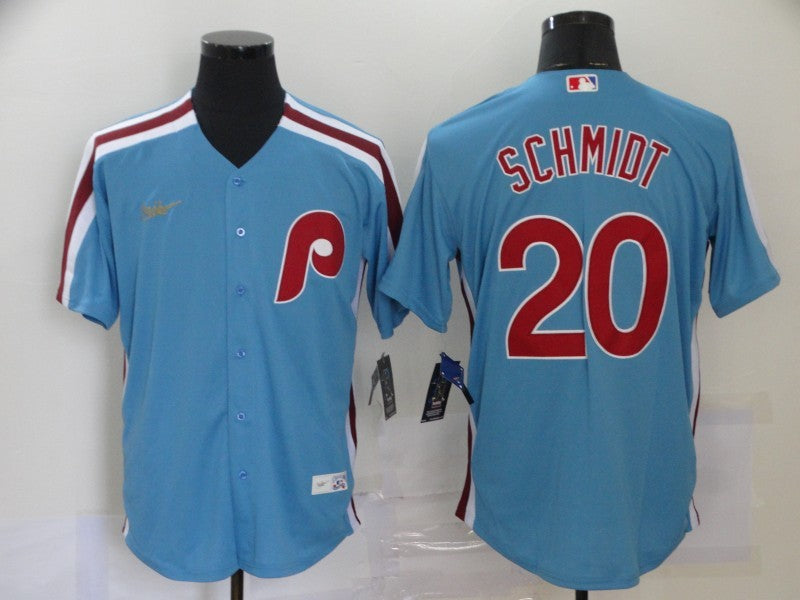 Men's Philadelphia Phillies Mike Schmidt #20 Blue Replica Baseball Jersey1 baseball jersey product view 1