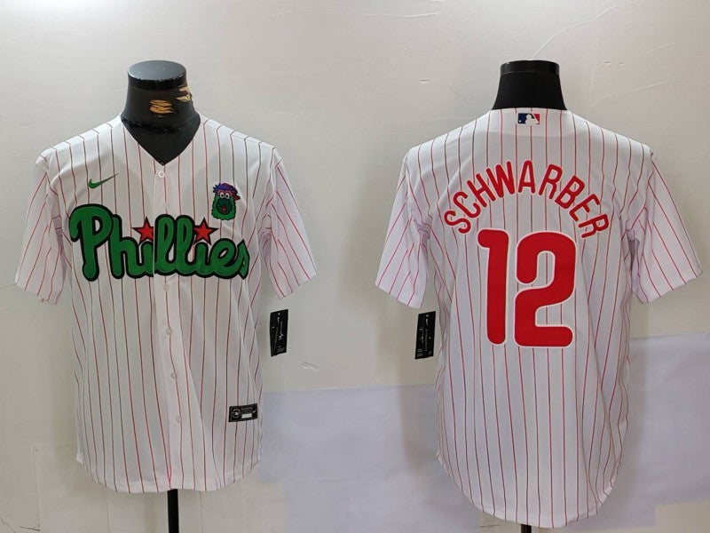 Men's Philadelphia Phillies Kyle Schwarber #12 White Limited Player Jersey baseball jersey product view 1
