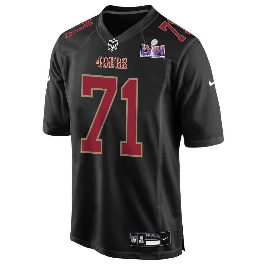 Trent Williams 71 San Francisco 49ers Super Bowl LVIII Patch Fashion Game Men Jersey - Carbon Black football jersey product view 2
