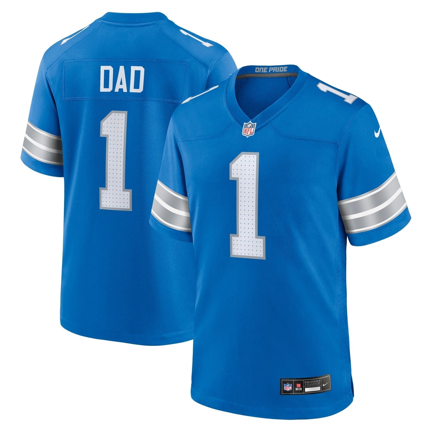 Number 1 Dad Detroit Lions Nike Game Jersey - Blue football jersey product view 1