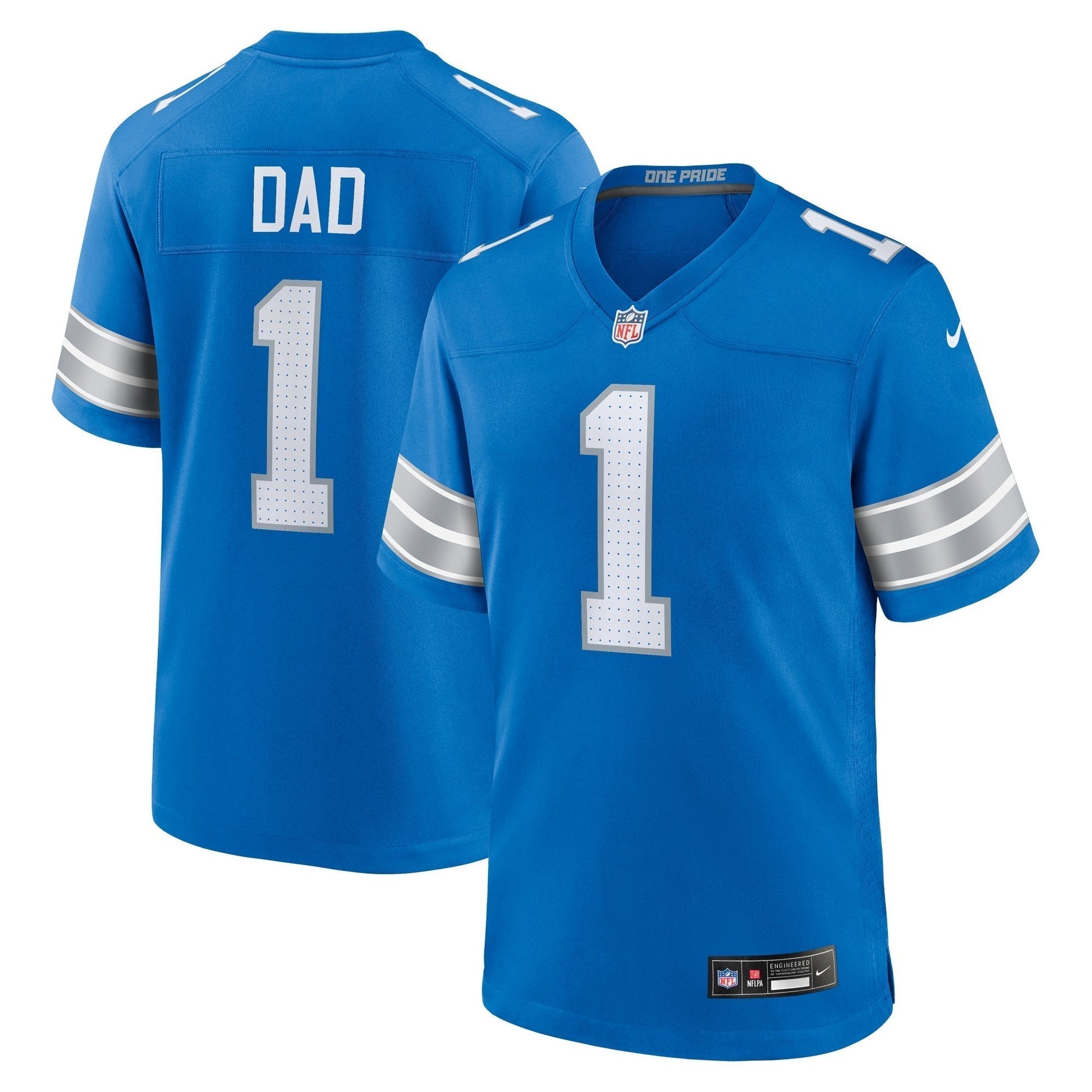 Number 1 Dad Detroit Lions Nike Game Jersey - Blue football jersey product view 1