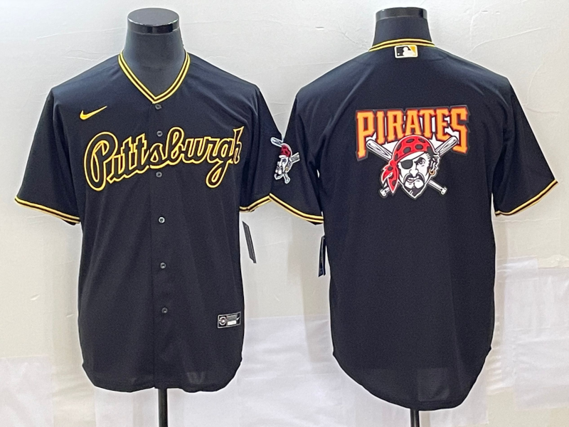 Men's Pittsburgh Pirates Black Replica Player Jersey baseball jersey product view 1