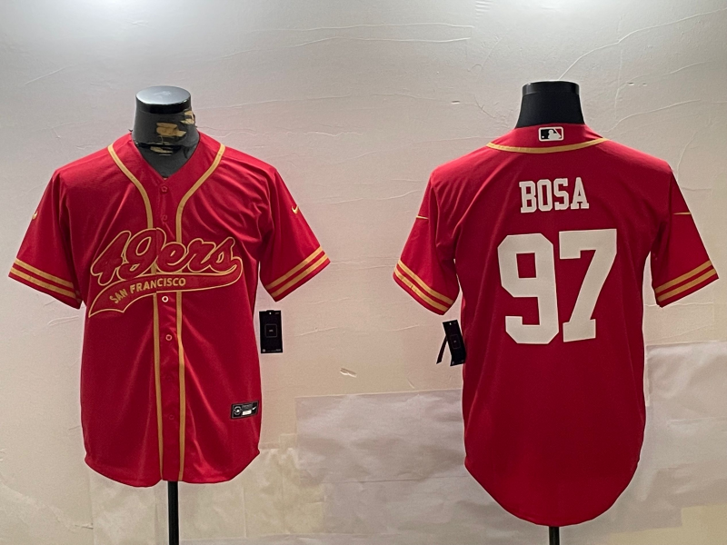 Men's San Francisco 49ers Nick Bosa #97 Scarlet Team Game Jersey1 football jersey product view 1