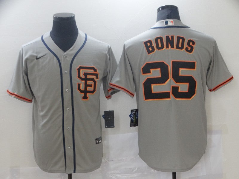 Men's San Francisco Giants Barry Bonds #25 Gray Replica Baseball Jersey1 baseball jersey product view 1