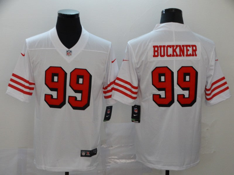 Men's San Francisco 49ers DeForest Buckner #99 White Game Jersey1 football jersey product view 1