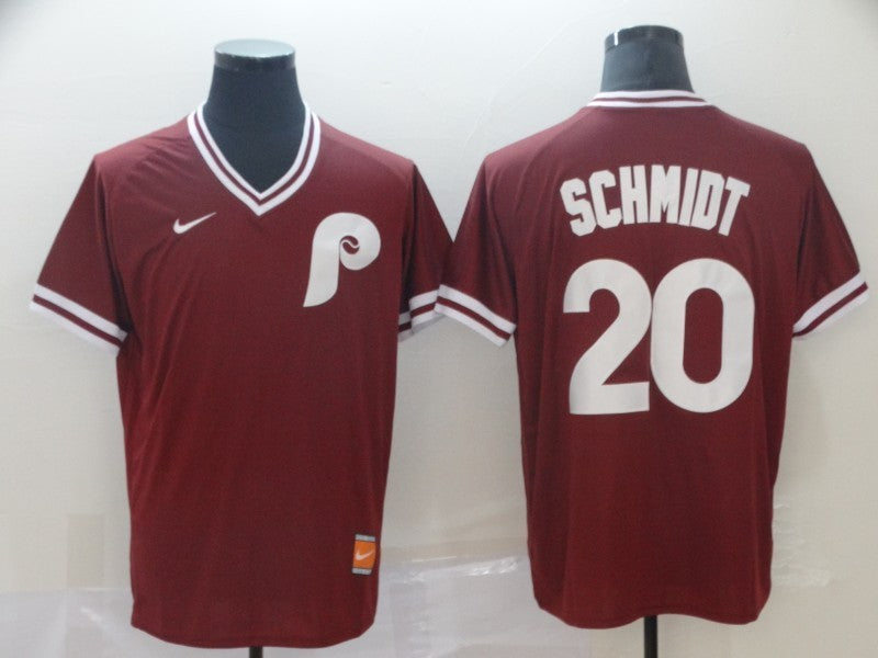Men's Philadelphia Phillies Mike Schmidt #20 Red Replica Player Jersey1 baseball jersey product view 1