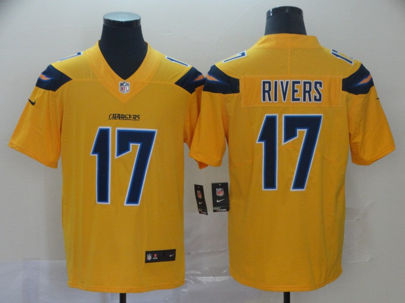 Men's Los Angeles Chargers Philip Rivers #17 Yellow Inverted Legend Jersey1 football jersey product view 1
