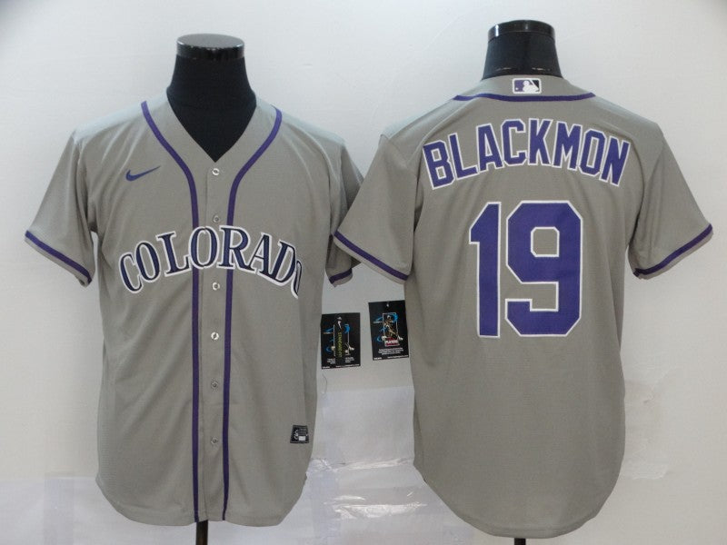 Men's Colorado Rockies Charlie Blackmon #19 Gray Replica Baseball Jersey1 baseball jersey product view 1