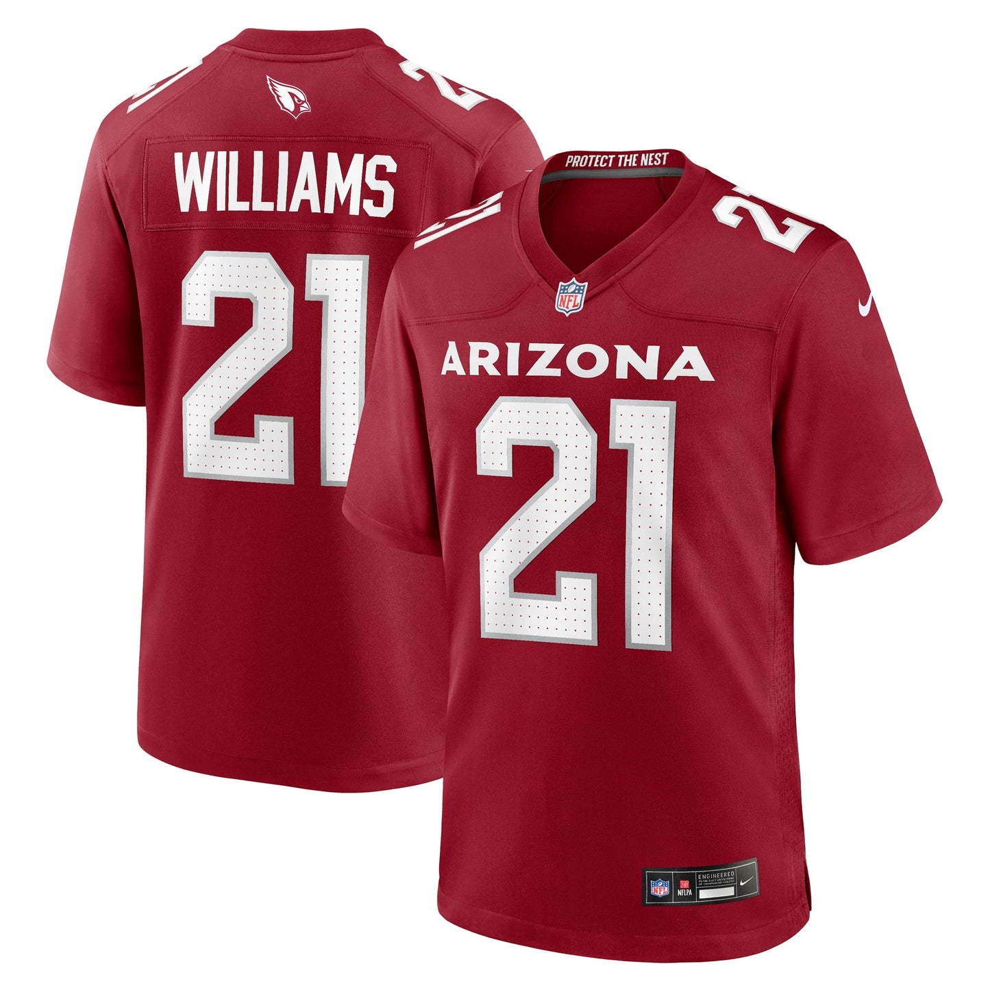 Garrett Williams Arizona Cardinals Nike Game Jersey - Cardinal football jersey product view 1
