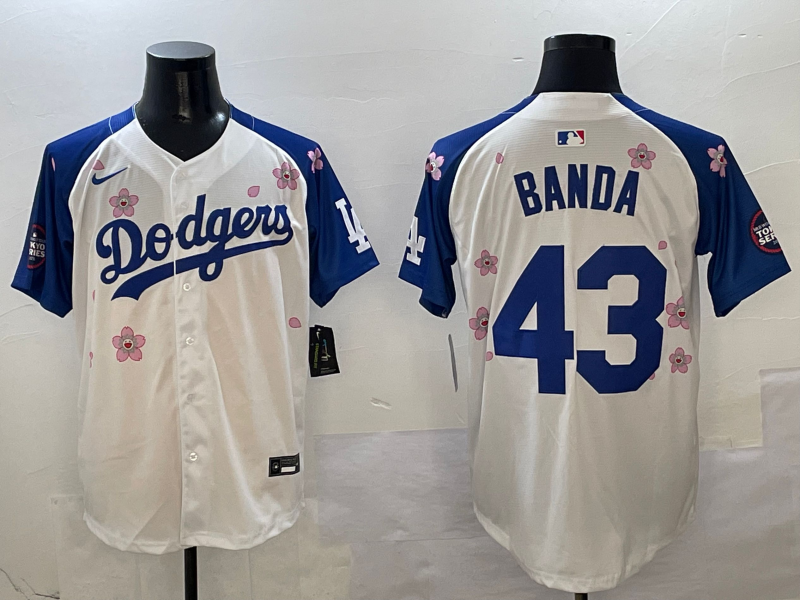 Men's Los Angeles Dodgers Anthony Banda #43 White Player Jersey1 baseball jersey product view 1