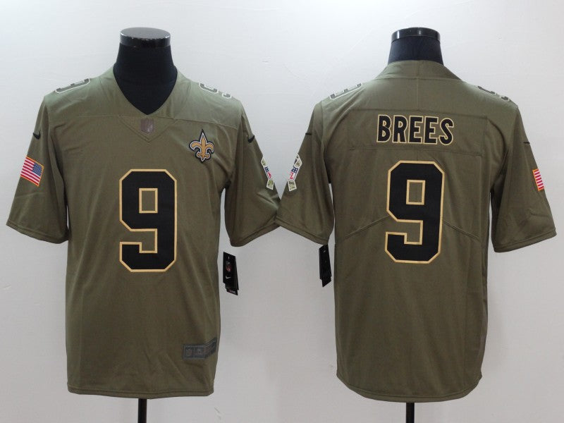 Men's New Orleans Saints Drew Brees #9 Brown Game Jersey1 football jersey product view 1