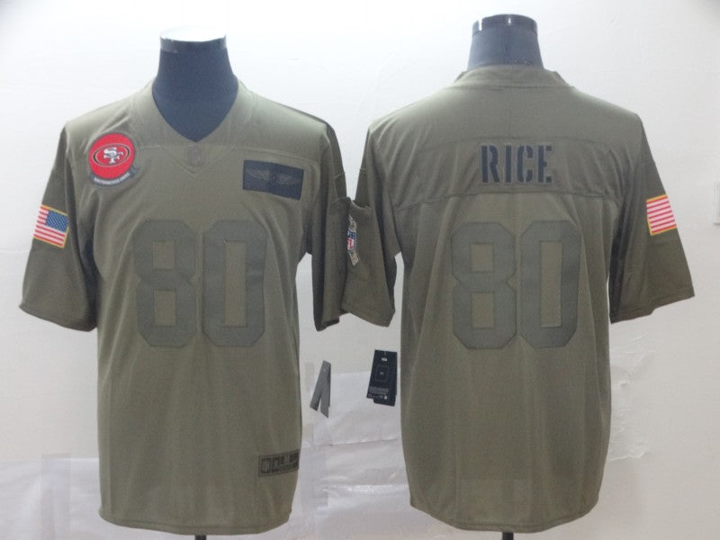 Men's San Francisco 49ers Jerry Rice #80 Brown Game Jersey1 football jersey product view 1