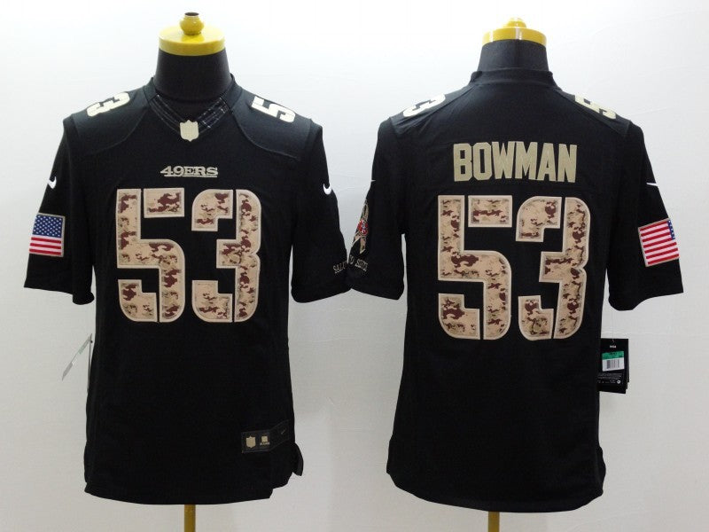Men's San Francisco 49ers Navoro Bowman #53 Black Player Game Jersey1 football jersey product view 1
