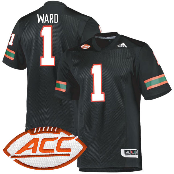 Cam Ward Miami Hurricanes Alternate Jersey - Black hockey jersey product view 1