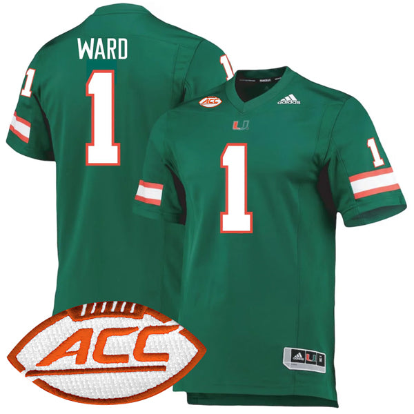 Cam Ward Miami Hurricanes Alternate Jersey - Green hockey jersey product view 1