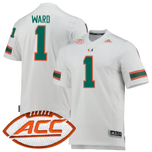 Cam Ward Miami Hurricanes Away Jersey - White hockey jersey product view 1