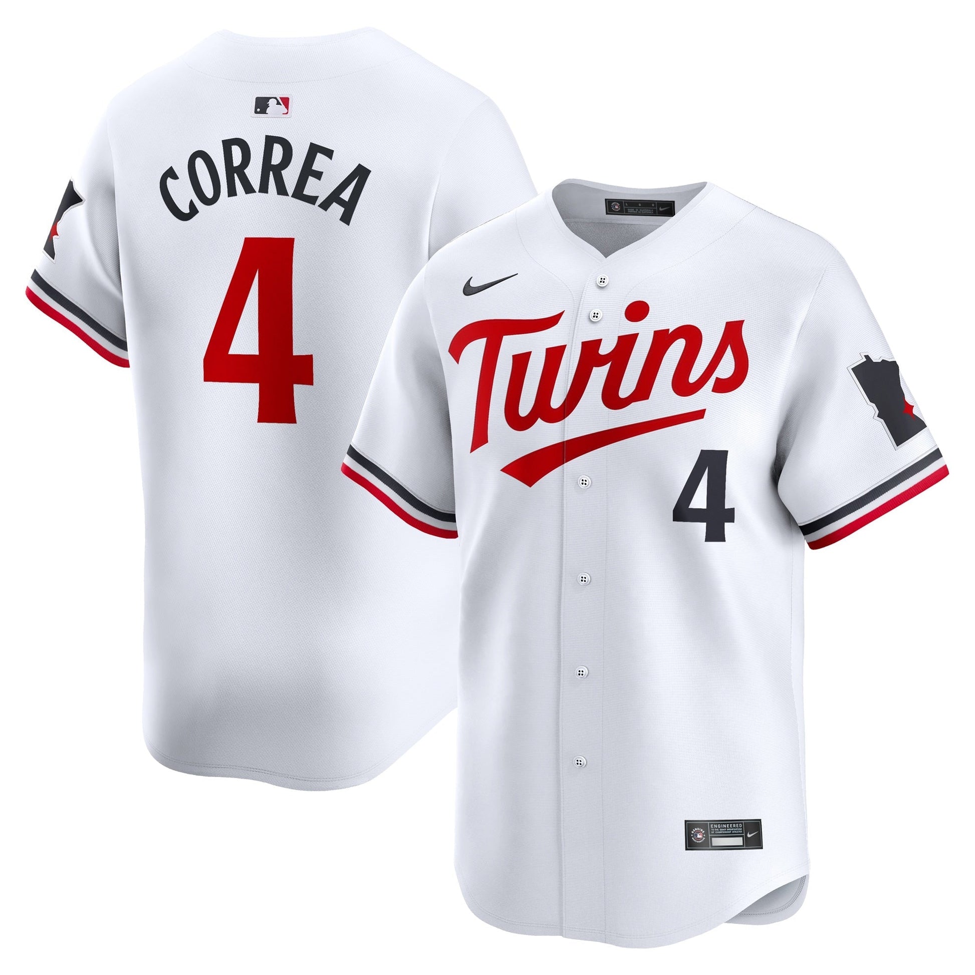 Carlos Correa Minnesota Twins Home Jersey - White baseball jersey product view 1