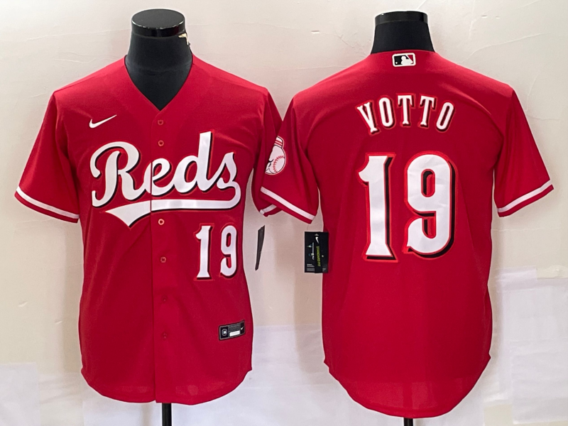 Men's Cincinnati Reds Joey Votto #19 Red Alternate Replica Jersey1 baseball jersey product view 1