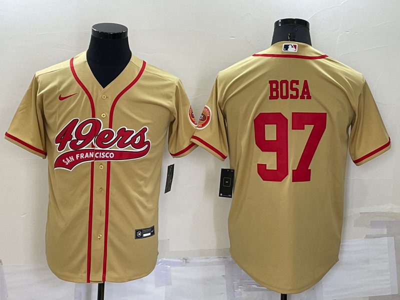 Men's San Francisco 49ers Nick Bosa #97 Gold Game Jersey1 Joint Edition football jersey product view 1