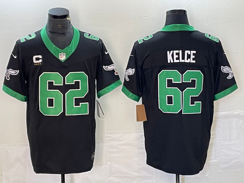 Men's Philadelphia Eagles Jason Kelce #62 Black Game Player Jersey1 football jersey product view 1