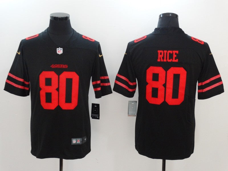 Men's San Francisco 49ers Jerry Rice #80 Black Game Player Jersey1 football jersey product view 1